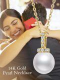 TOUPOP 14K Gold Freshwater Pearl Bow Heart Dolphin Pendant Necklace-0-4