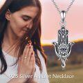 wholesale 925 Sterling Silver Hamsa Hand Evil Eye Protection Amulet Talisman Necklace for Women and Men-0-5