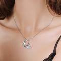 wholesale 925 Sterling Silver Crescent Moon Mother Daughter Pendant Necklace To The Moon And Back-0-4