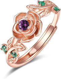 wholesale Sterling Silver Rose Gold Adjustable Rose Ring for Women-Rose Gold-02-Feb