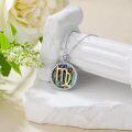 wholesale 925 Sterling Silver Virgo Zodiac Sign Abalone Shell & Natural Cubic Zirconias Round Pendant Necklace for Women Girls Gifts Jewelry Accessories (Virgo)-0-1