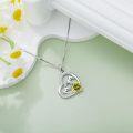 wholesale 925 Sterling Silver Gold Heart Mom Necklace with Synthetic Birthstone Pendant-0-2