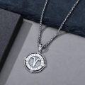wholesale Sterling Silver Stone Zodiac Necklace 12 Constellation Horoscope Pendant-0-48