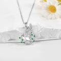 wholesale 925 Sterling Silver 925 Flying Bird Pendant Necklace w/ Green Stone Accents - Mother's Day Gifts for Her-0-2