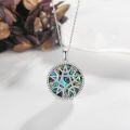 wholesale 925 Sterling Silver Round Celtic Knot Abalone Shell Pentacle Pendant Necklace-0-2
