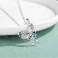 wholesale S925 Sterling Silver Rooster Pendant Necklace for Women with Abalone Shell Inlay-0-2