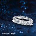 wholesale S925 Sterling Silver Moissanite 5-Stone Round Cut Eternity Band, 1.5ct D-VVS1, 18K White Gold Plated, Adjustable Ring, Size 6-8-0-4