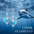 wholesale 925 Sterling Silver Blue Fire Opal Shark Drop Earrings for Girls and Women - Unique Oceanic Gift Idea-0-4