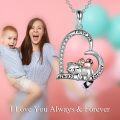 wholesale 925 Sterling Silver Heart-Shaped Love Always & Forever Cat and Raccoon Pendant Necklace for Women-0-4
