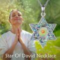 wholesale 925 Sterling Silver Abalone Shell & Amber Star of David Cross Hamsa Pendant Necklace-0-5