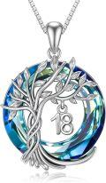 wholesale TOUPOP Birthday Gifts For Women 925 Sterling Silver Tree Of Life Year Old Necklace Circle Crystal Jewelry Christmas Gifts For Her Wife Mom Mother Grandma Grandmother -0-0