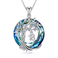 TOUPOP Sterling Silver Crystal Tree Of Life Necklace Gift For Women-undefined
