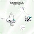 wholesale Sterling Silver & Zircon Heart-Shaped Panda Necklace with 3 Cute Pandas, Adjustable Chain, Gift for Friends Women-0-2