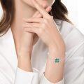 wholesale 925 Sterling Silver Green Enamel Cubic Zirconia Accent Four Leaf Clover Bracelet for Women-0-5
