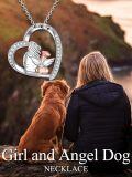 wholesale 925 Sterling Silver Angel and Puppy Heart Pendant Necklace for Women Girls Pet Lover Gifts-0-1