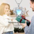 wholesale 925 Sterling Silver Heart-Shaped Blue Moonstone & Cubic Zirconia Pendant Necklace for Women-0-4