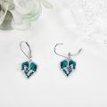 wholesale 925 Sterling Silver Butterfly & Leaf Drop Earrings with Green Enamel and Leverback Hooks-0-3