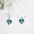 wholesale 925 Sterling Silver Butterfly & Leaf Drop Earrings with Green Enamel and Leverback Hooks-0-3