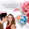 TOUPOP Sterling Silver Crystal Rose Flower Heart Pendant Necklace-0-3