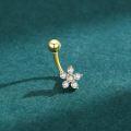 wholesale 14K Gold 6mm Flower Belly Button Rings for Women CZ Crystal Body Jewelry (Sold Individually)-0-2