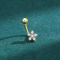 wholesale 14K Gold 6mm Flower Belly Button Rings for Women CZ Crystal Body Jewelry (Sold Individually)-0-2