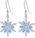 wholesale 925 Sterling Silver Blue Crystal Snowflake Drop Earrings for Women-0-0