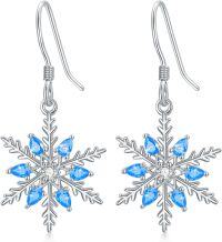 wholesale 925 Sterling Silver Blue Crystal Snowflake Drop Earrings for Women-Snowflake-2