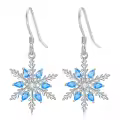 wholesale 925 Sterling Silver Blue Crystal Snowflake Drop Earrings for Women-0-0