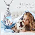 wholesale 925 Sterling Silver Moonstone Dog Pendant Necklace for Women Memorial Gifts Jewelry-0-2