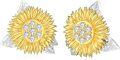 wholesale 925 Sterling Silver Yellow Gold Plated Cubic Zirconia Sunflower Stud Earrings for Women-0-0