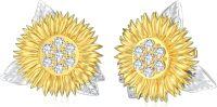wholesale 925 Sterling Silver Yellow Gold Plated Cubic Zirconia Sunflower Stud Earrings for Women-Type 2