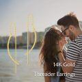 wholesale 14K Gold Threader Earrings with Bar Design, Hypoallergenic Nickel-Free, Perfect Gift for Women for Any Occasion-0-1