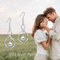 wholesale 925 Sterling Silver White Freshwater Cultured Pearl Infinity Twist Drop Earrings for Women-0-4