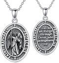 wholesale 925 Sterling Silver Oval Saint Raphael Protect Us Pendant Necklace for Women Men Catholic  24 Chain-0-0