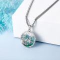wholesale 925 Sterling Silver Round Pendant with Turquoise and Coral Beads Necklaces for Women & Girls Gifts 43cm Chain Length (Turquoise)-0-1