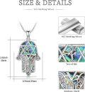 wholesale 925 Sterling Silver Hamsa Hand with Abalone Shell Star of David Pendant Necklace for Women-0-3