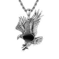 wholesale 925 Sterling Silver Eagle Pendant Necklace Wholesale Black Stone-Onyx