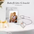 TOUPOP Sterling Silver Rose Heart Butterfly Initial G Letter Link Bracelet For Women-0-2