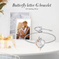 TOUPOP Sterling Silver Rose Heart Butterfly Initial G Letter Link Bracelet For Women-0-2