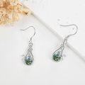 wholesale 925 Sterling Silver Moss Agate Palm Tree Leaf Drop Earring-0-2