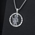 wholesale 925 Sterling Silver Saint Christopher Medal Necklace with Black Onyx Stone and Stars Protection Charm for Men & Women-0-1