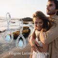 wholesale 925 Sterling Silver Teardrop Opal & Larimar Leverback Drop Earrings Gemstone s for Her-0-5