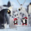 wholesale 925 Sterling Silver Penguin Snowflake Heart Pendant Necklace Christmas Gifts for Women-0-4