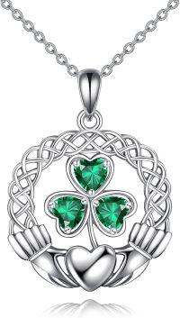 wholesale 925 Sterling Silver Irish Claddagh Heart Pendant Necklace s-Shamrock