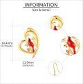 wholesale 14K Gold Heart-Shaped Cardinal Drop Earrings - Christmas Gifts for Her-0-3