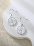 wholesale S925 Sterling Silver & 14K Gold Plated Compass Earrings with Turquoise/Mother-of-Pearl/Opal/Moss Agate/Abalone, Dangle Jewelry Gift for Women-0-2