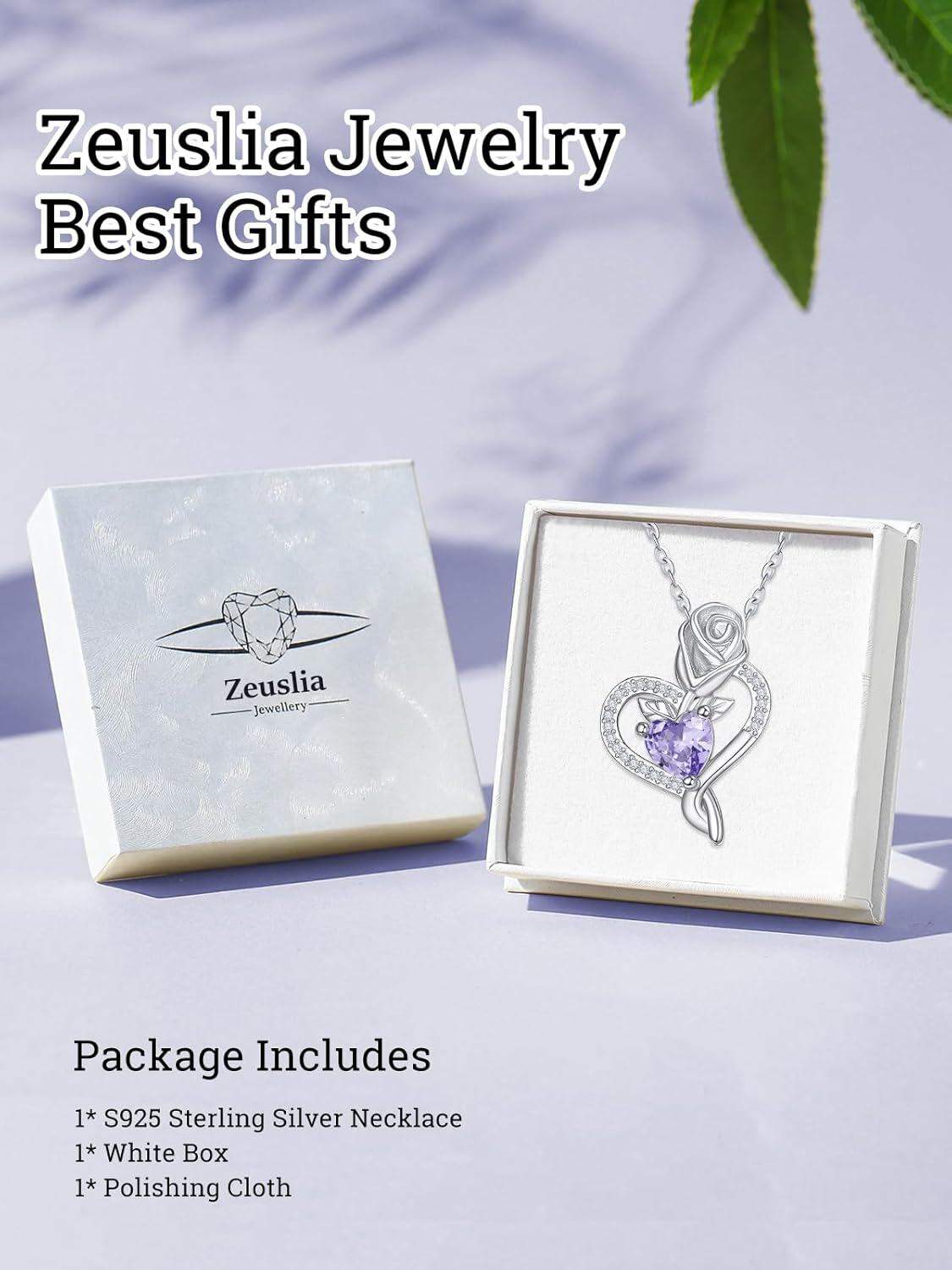 Sterling Silver Birthstone Heart Pendant Necklace for Women-0-5