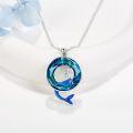 wholesale 925 Sterling Silver Blue Crystal Mermaid Pendant Necklaces for Women Girls-0-3