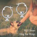 wholesale 925 Sterling Silver French Bulldog Hoop Earrings for Women Girls 3D Cute Puppy  Idea-0-1