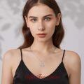 wholesale 925 Sterling Silver Family Mother Daughter Heart Pendant Necklace Rose Gold Cubic Zirconia-0-1
